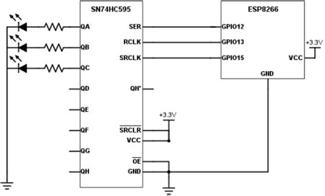 ESP8266: Connection to SN74HC595 .